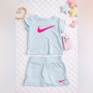 Nike Girls T-Shirt & Skort Set ~ Blue ~ DRI-FIT Built In Shorts Spring